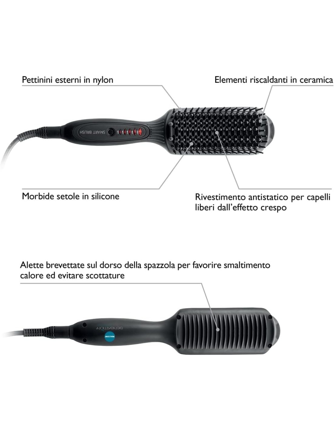MACOM Sensation 228 Smart Brush Spazzola Lisciante in Ceramica | shopincasa.it