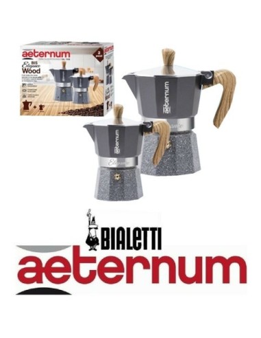 Set Caffettiera Aeternum Bialetti Elegance Wood 1 + 3 Tazze | shopincasa.it