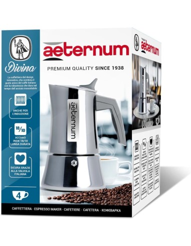 Aeternum La Divina Caffettiera 4 Tazze Acciaio Inox Induzione | shopincasa.it