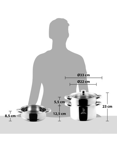 Aeternum Divina Vaporiera 22 cm – Acciaio Inox, Induzione