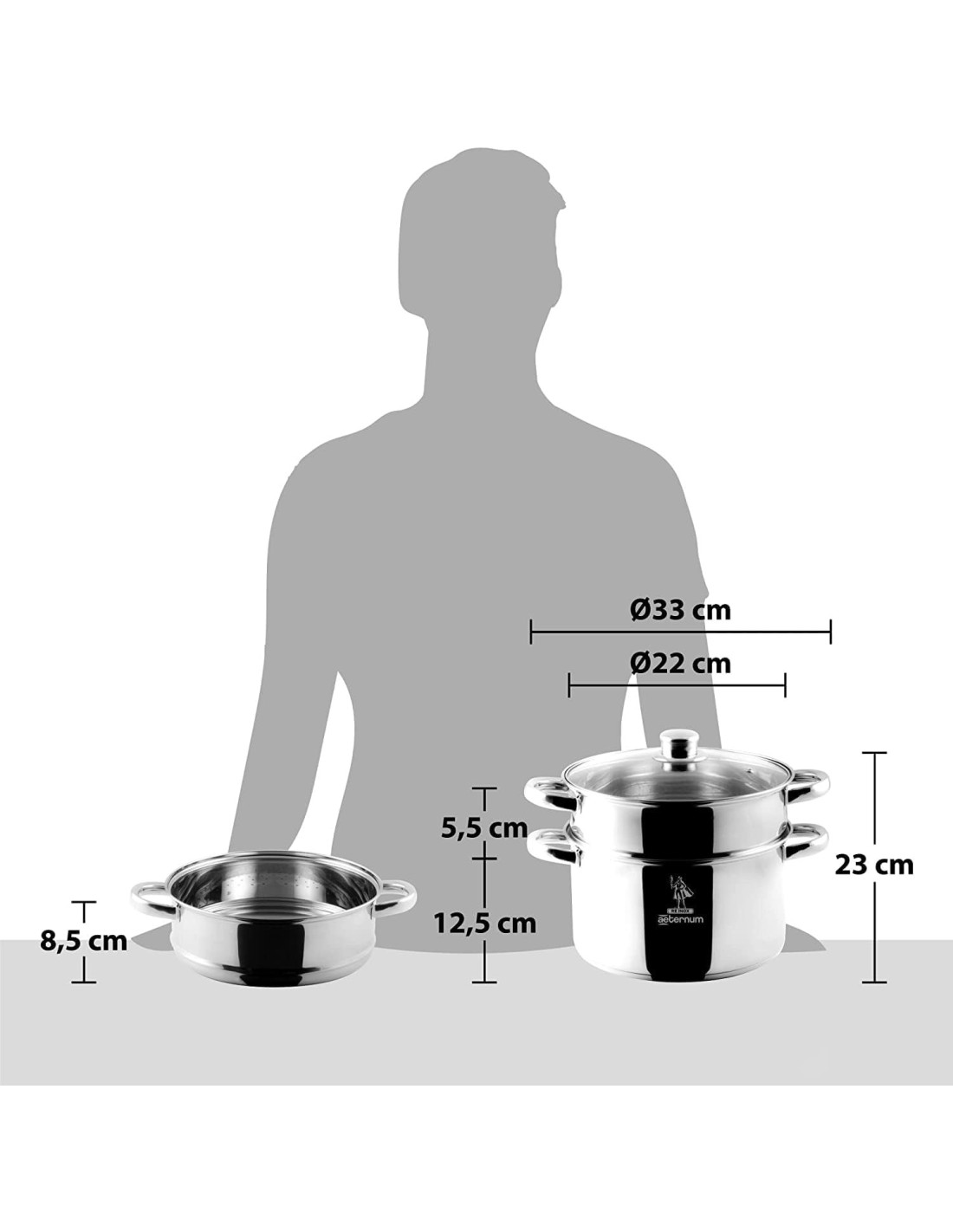 Aeternum Divina Vaporiera 22 cm – Acciaio Inox, Induzione