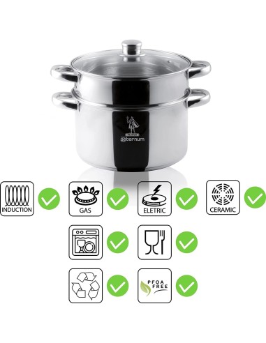 Aeternum Divina Vaporiera 22 cm – Acciaio Inox, Induzione