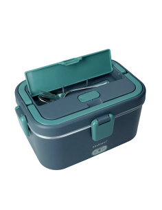 LUNCH BOX TERMICA BLU/VERDE PETROLIO C/POSATE E BORSA CONTENITORE
