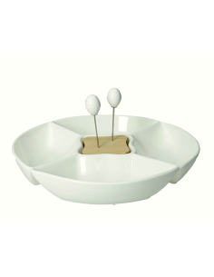 ANTIPASTIERA CLASSIC PORCELLANA/BAMBOO C/2 FORCH INOX