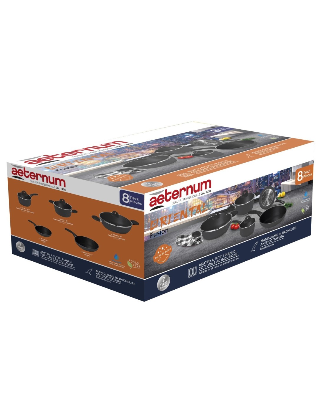 Aeternum Oriental Fusion Set 8 Pezzi Pentole e Padelle Full Induction - shopincasa.it