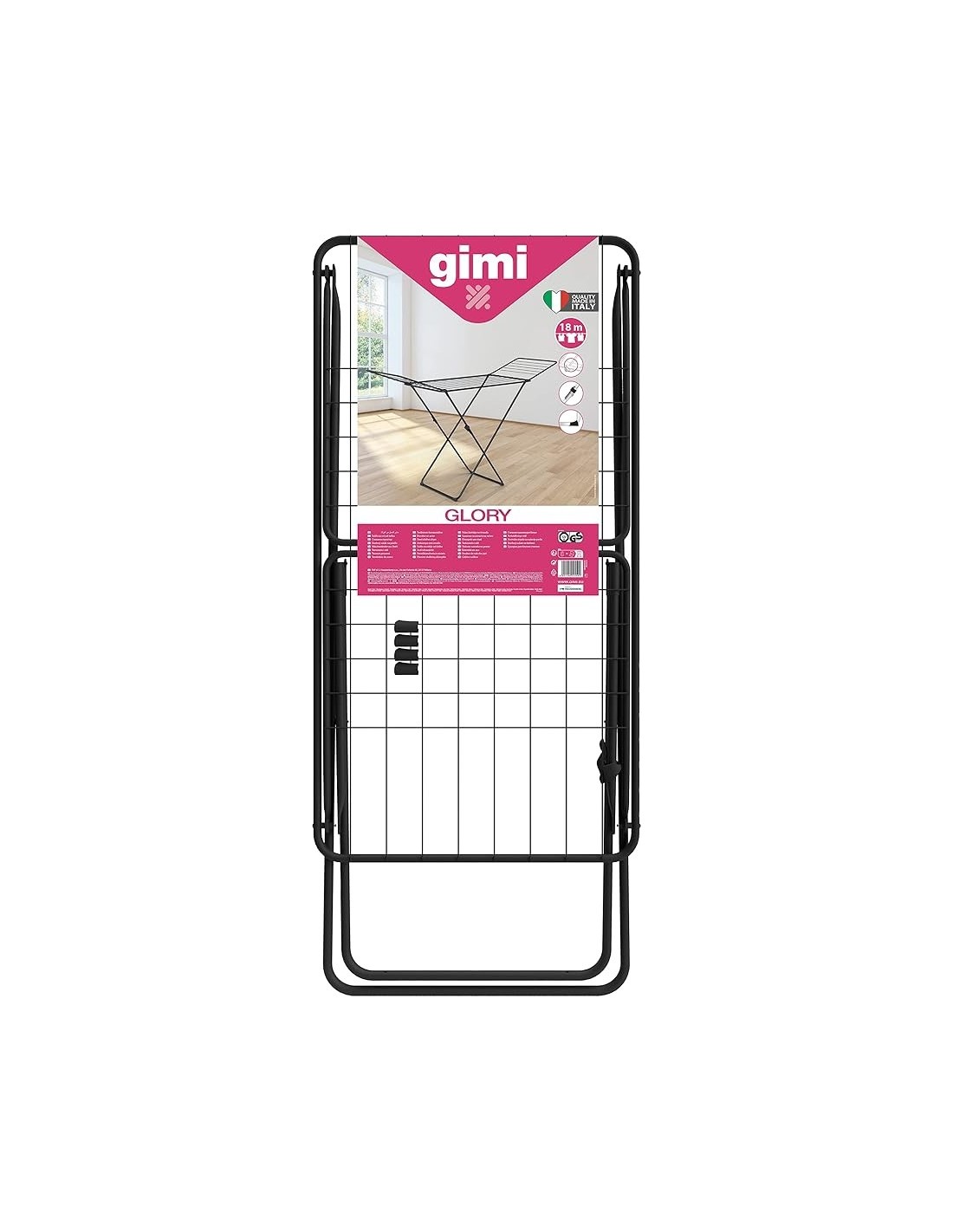 Gimi Glory Stendibiancheria Nero 18 m - shopincasa.it