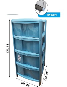Tontarelli cassettiera Bambù 4 cassetti Delfin 38x39x78h cm | Shop in Casa