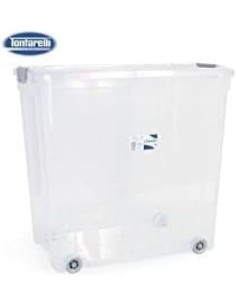 Tontarelli Contenitore 85 L con Coperchio e Ruote Trasparente | shopincasa.it