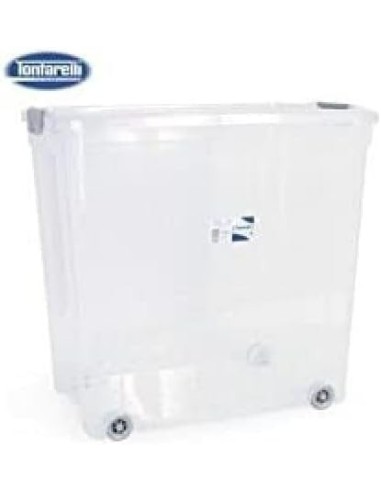 Tontarelli Contenitore 85 L con Coperchio e Ruote Trasparente | shopincasa.it
