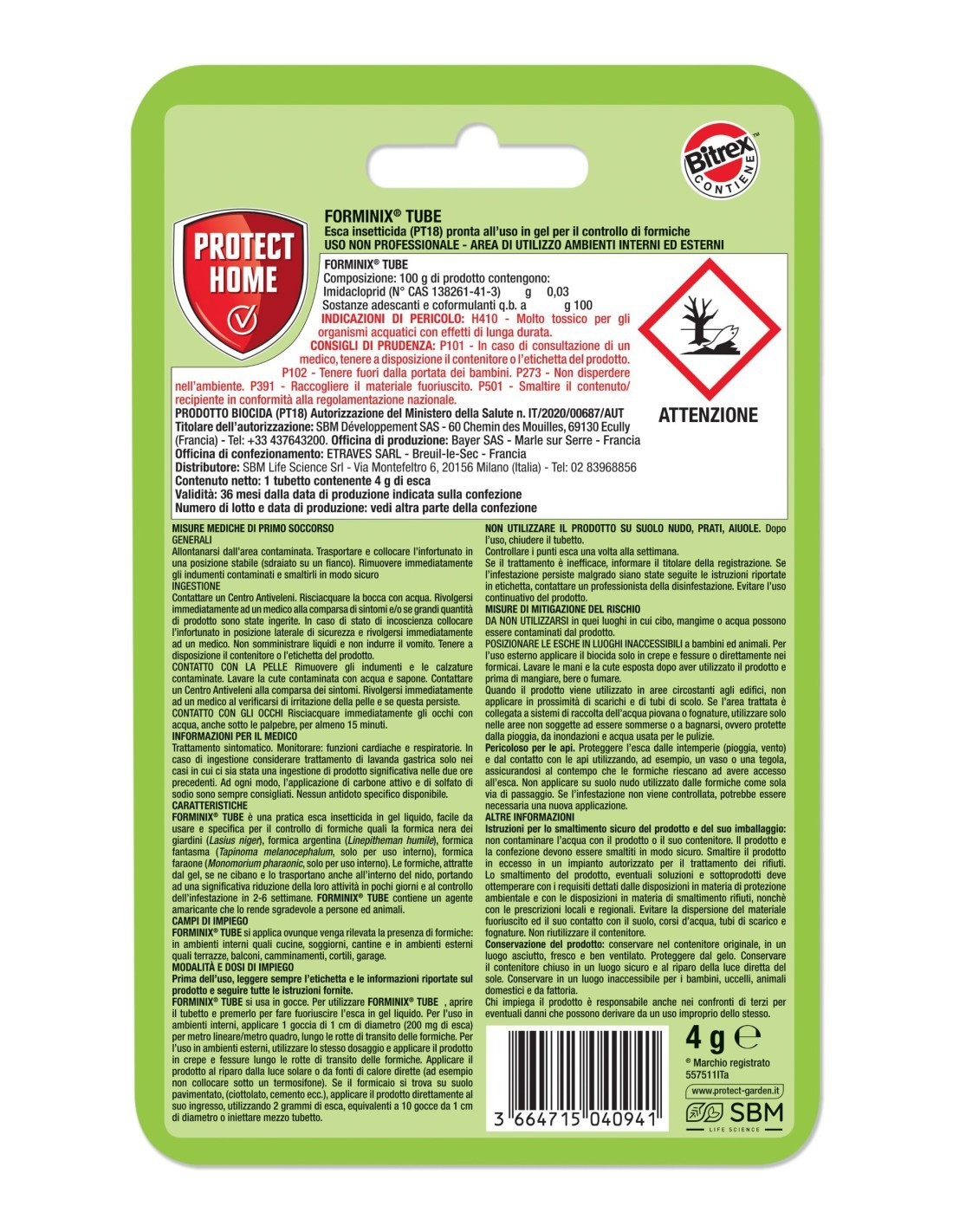 IGIENE PAVIMENTI - BAGNO - DEO CASA: vendita online GEL INSETTICIDA FORMICHE FORMINIX 4 GRAMMI PROTECT HOME in offerta