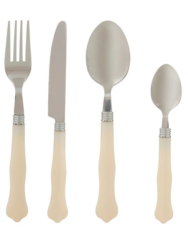 Set posate 24 pezzi in acciaio inox con manico avorio | Shop in Casa