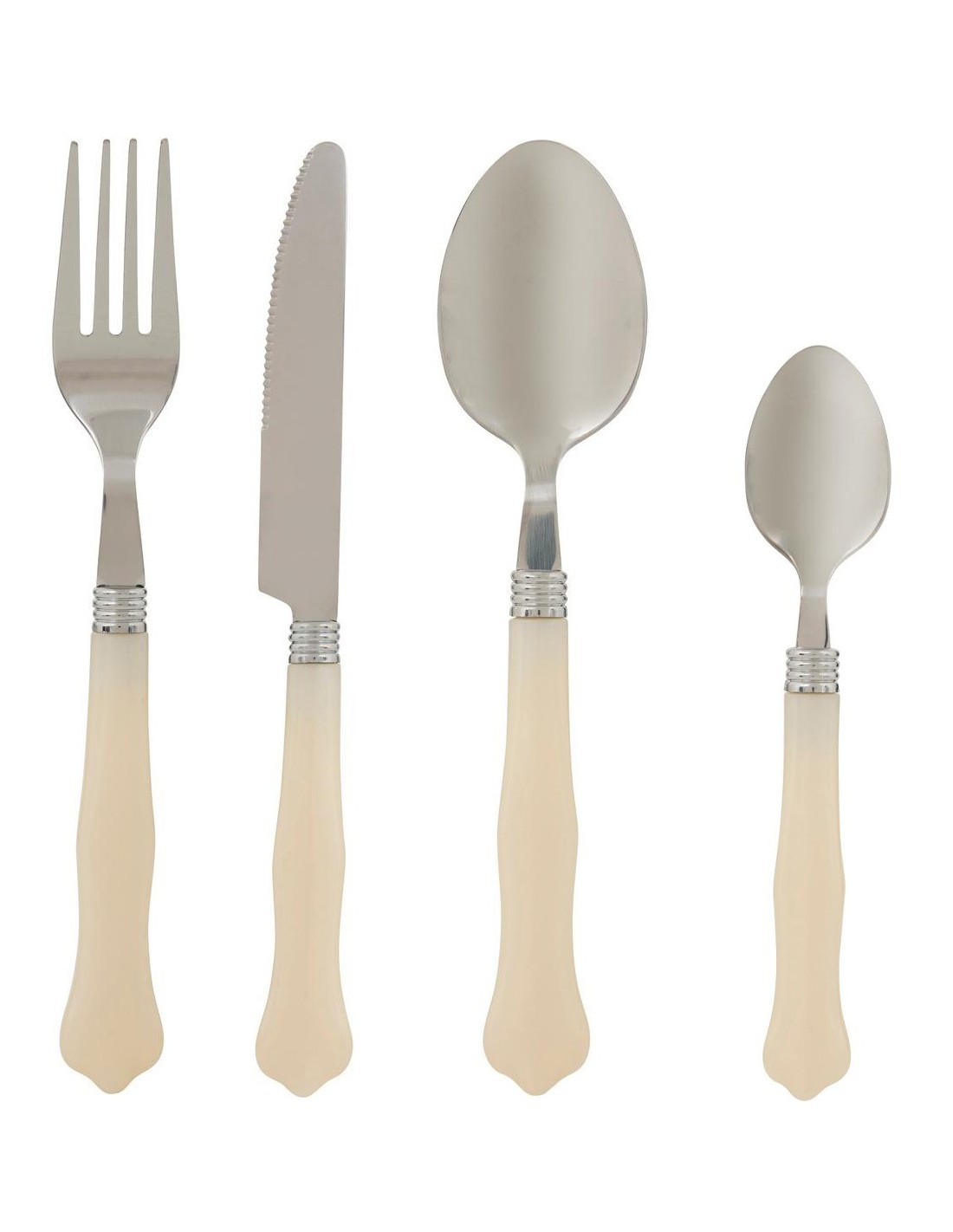 Set posate 24 pezzi in acciaio inox con manico avorio | Shop in Casa