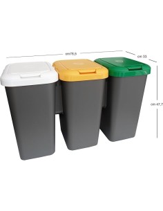 Tontarelli Trio Cestino Raccolta Differenziata 75 Litri Multicolore | shopincasa.it