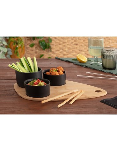 Set aperitivo 4 pezzi con tagliere in bambù e stampini in gres | shopincasa.it