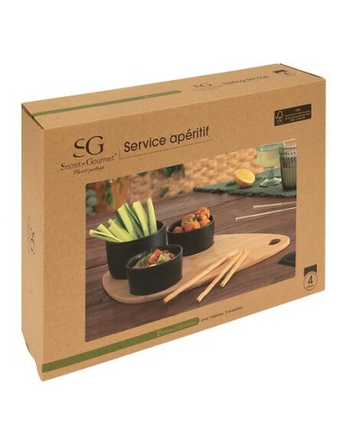 Set aperitivo 4 pezzi con tagliere in bambù e stampini in gres | shopincasa.it