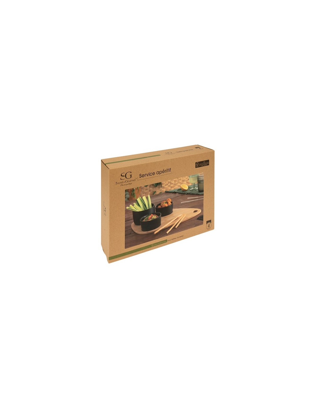 Set aperitivo 4 pezzi con tagliere in bambù e stampini in gres | shopincasa.it