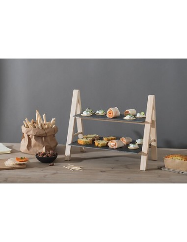Alzata a 2 piani in ardesia e bambù per dolci e antipasti | shopincasa.it