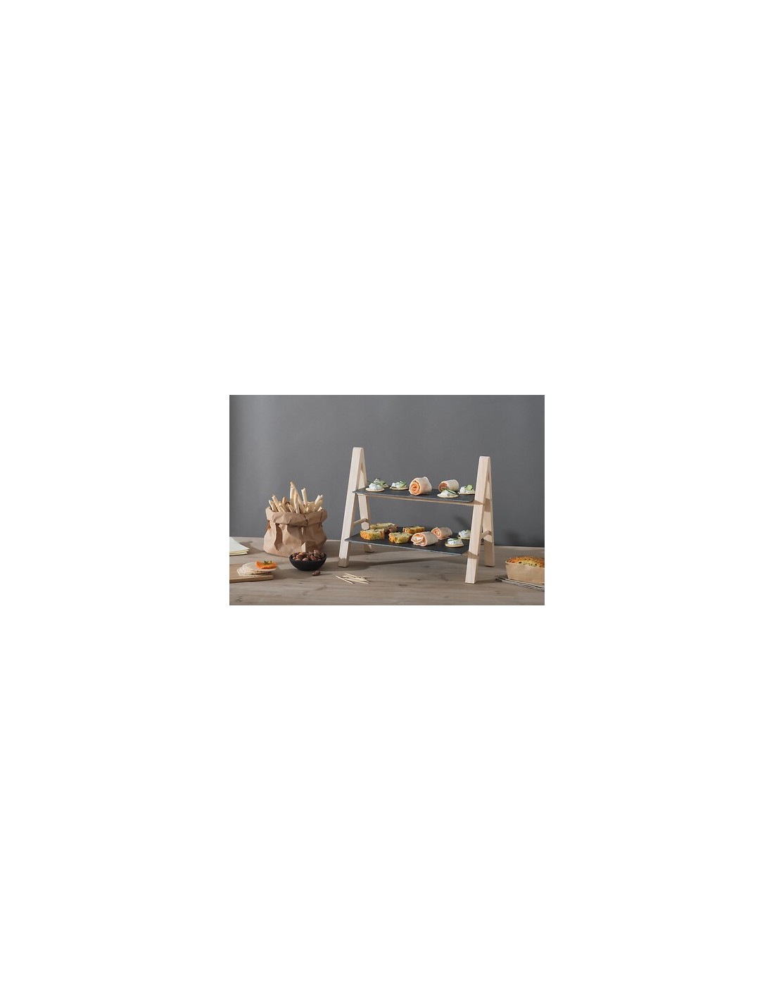 Alzata a 2 piani in ardesia e bambù per dolci e antipasti | shopincasa.it