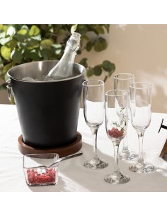 Secchiello per champagne legno di mango nero | shopincasa.it