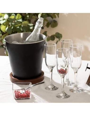Secchiello per champagne legno di mango nero | shopincasa.it