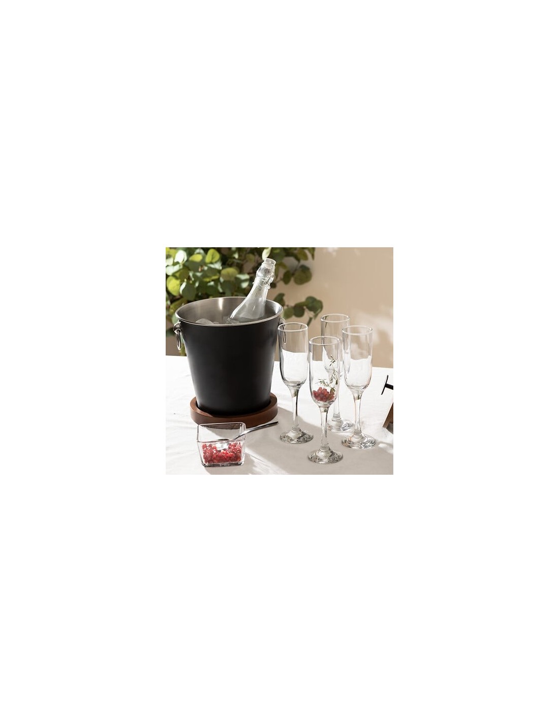 Secchiello per champagne legno di mango nero | shopincasa.it