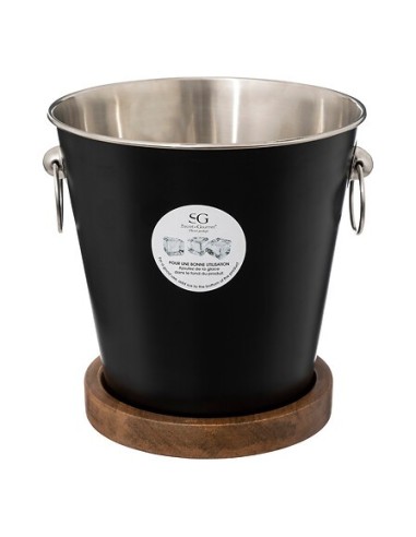 Secchiello per champagne legno di mango nero | shopincasa.it