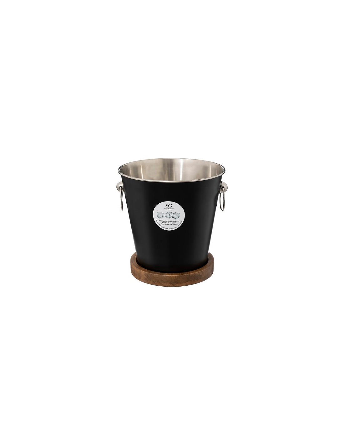 Secchiello per champagne legno di mango nero | shopincasa.it