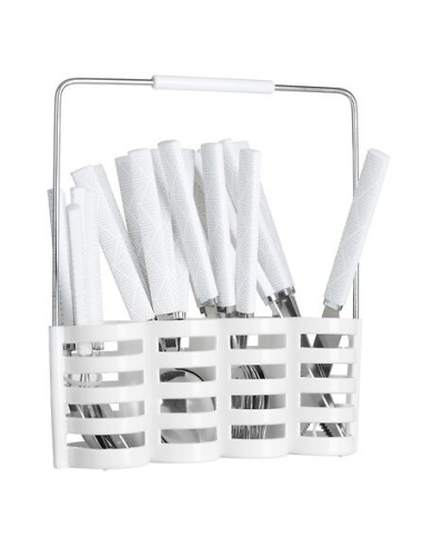 Servizio posate 24 pezzi Geo con portaposate bianco | shopincasa.it