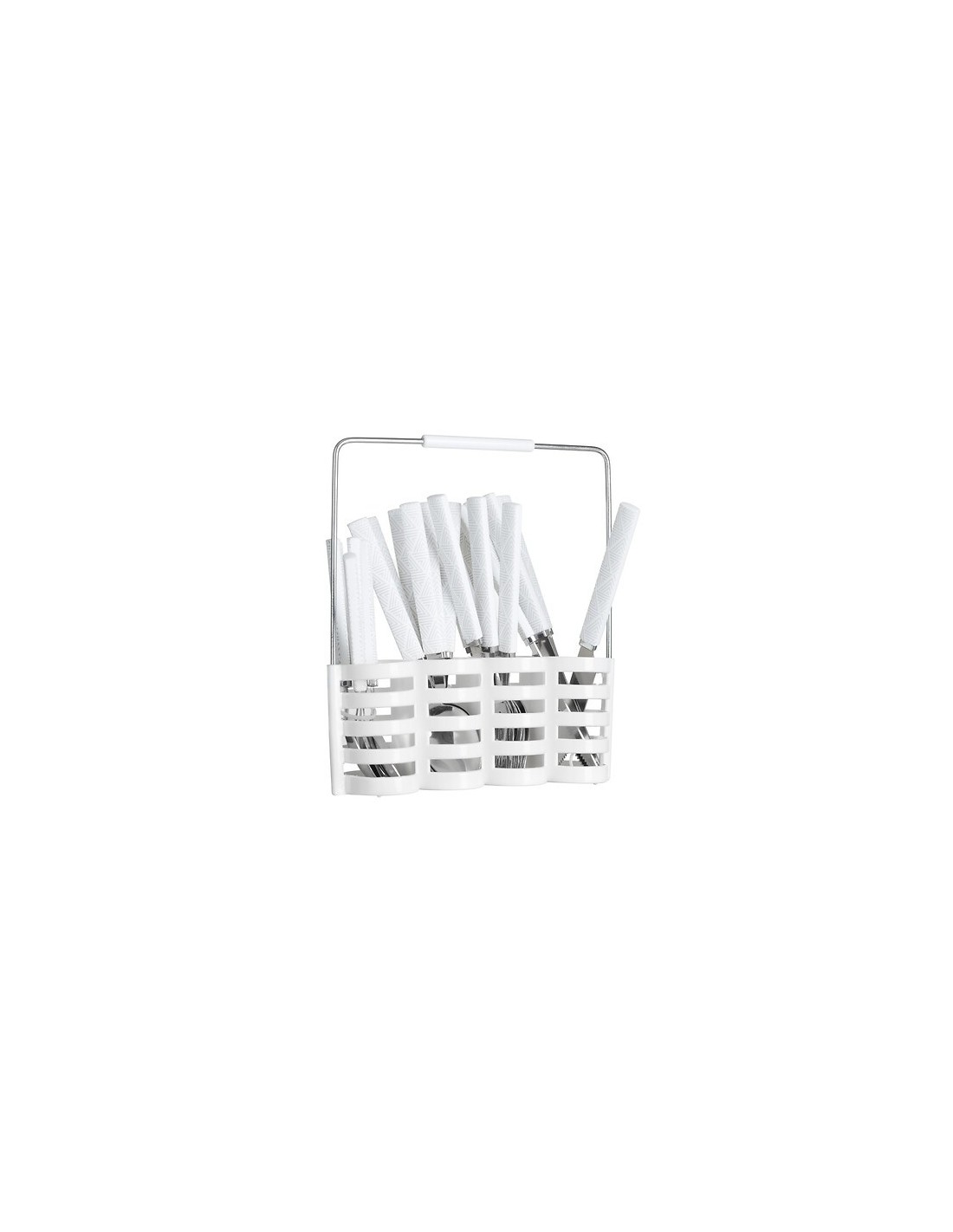 Servizio posate 24 pezzi Geo con portaposate bianco | shopincasa.it
