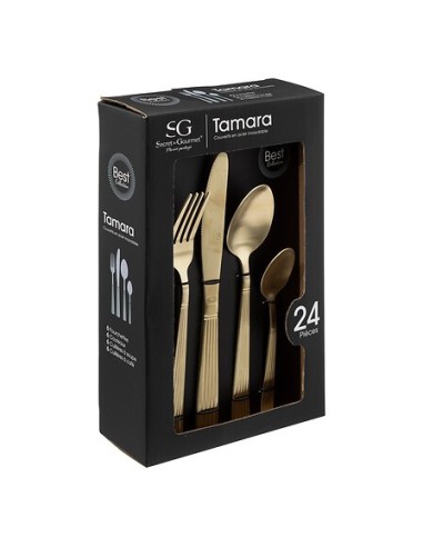 Servizio posate 24 pezzi Tamara acciaio inox champagne | shopincasa.it