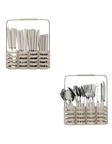 Il set di posate Geo da 24 pezzi in plastica è ideale per chi cerca praticità e funzionalità in cucina o a tavola. Il set compre
