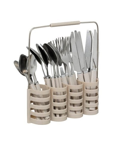 Il set di posate Geo da 24 pezzi in plastica è ideale per chi cerca praticità e funzionalità in cucina o a tavola. Il set compre