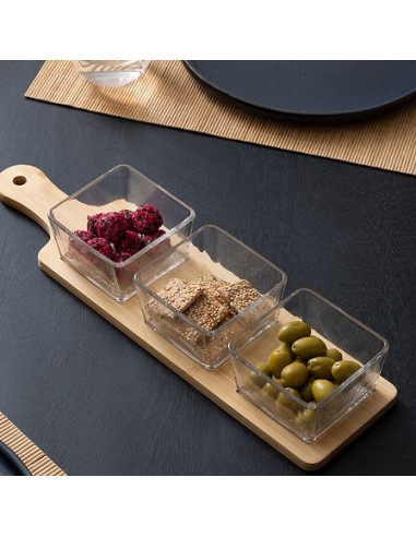 Set aperitivo 4 pezzi bambù e vetro | shopincasa.it