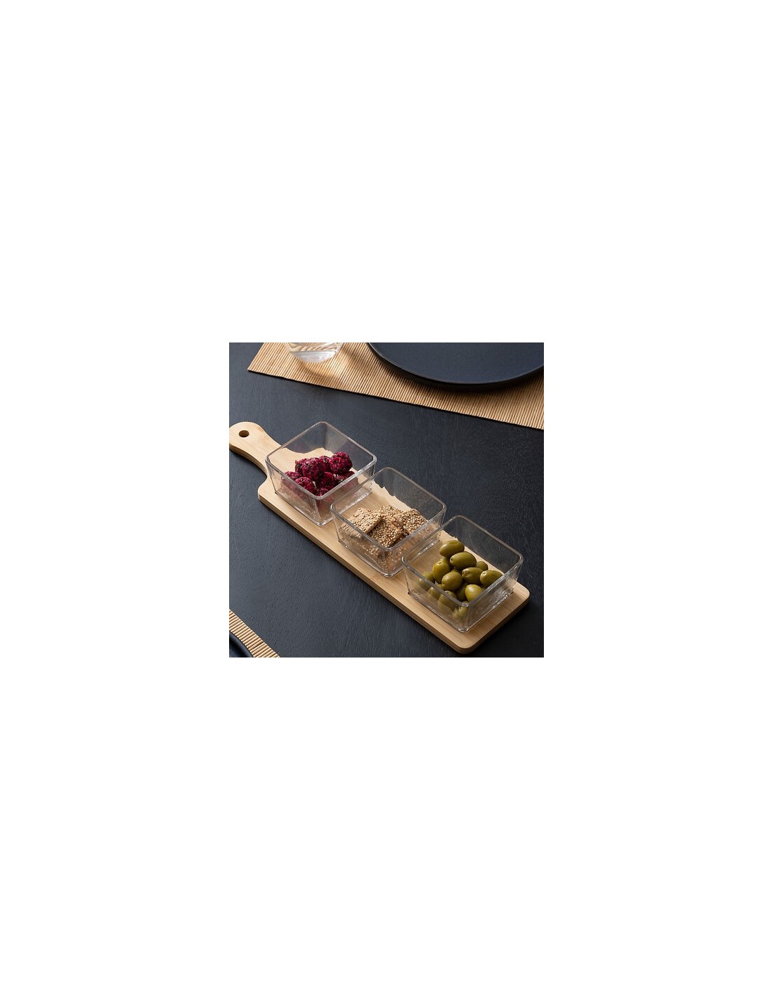 Set aperitivo 4 pezzi bambù e vetro | shopincasa.it
