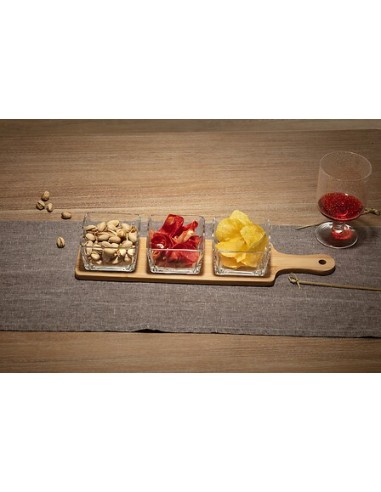 Set aperitivo 4 pezzi bambù e vetro | shopincasa.it