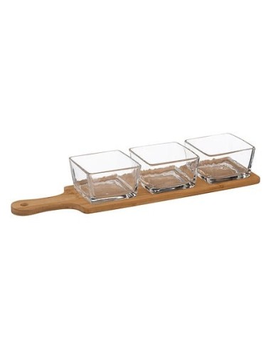 Set aperitivo 4 pezzi bambù e vetro | shopincasa.it