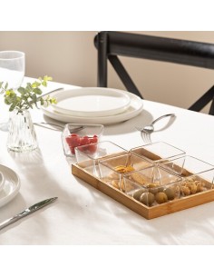 Set aperitivo 7 pezzi bambù e vetro | shopincasa.it