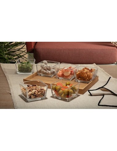 Set aperitivo 7 pezzi bambù e vetro | shopincasa.it