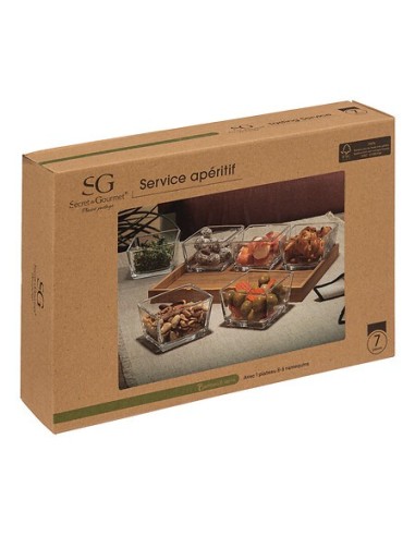 Set aperitivo 7 pezzi bambù e vetro | shopincasa.it