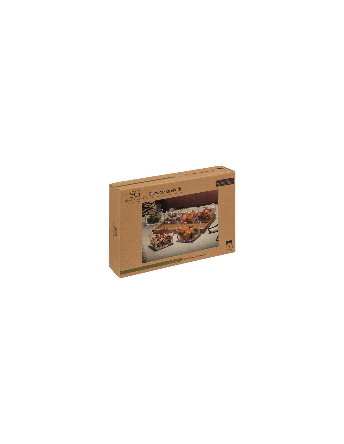 Set aperitivo 7 pezzi bambù e vetro | shopincasa.it