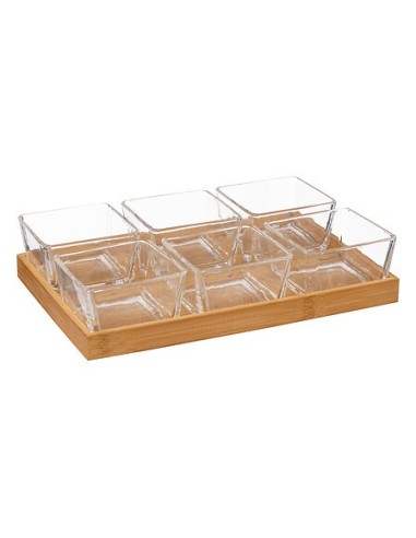 Set aperitivo 7 pezzi bambù e vetro | shopincasa.it