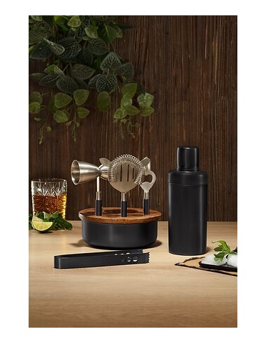 Set per cocktail in legno di mango nero | shopincasa.it