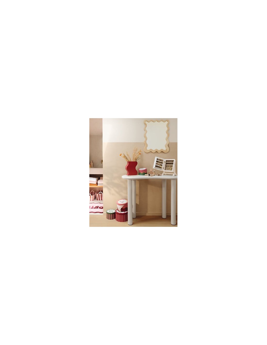 MOBILETTI E CONSOLE: vendita online Consolle Olao, L. 100 cm, P. 40 cm, A. 80 cm, pino e MDF avorio in offerta