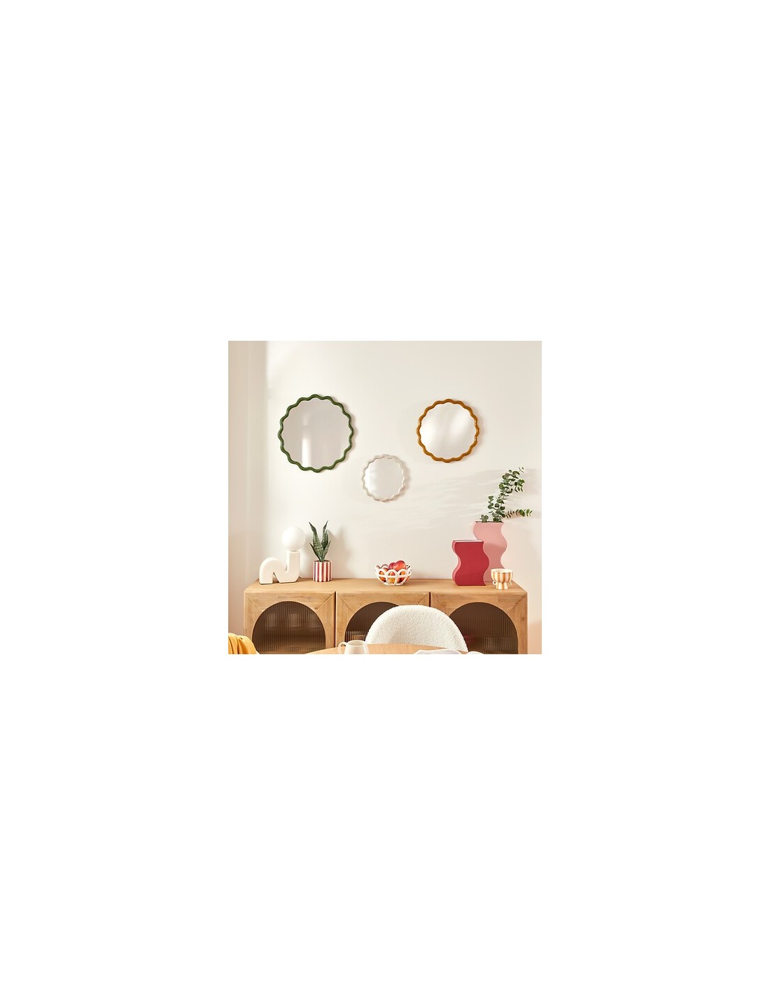 SPECCHI: vendita online Set 3 specchi rotondi ondulati Judy, plastica, L. 50 cm, P. 1,8 cm, A. 50 cm in offerta