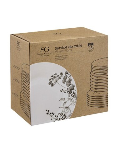 Set stoviglie 18 pezzi Bianco Floreale | shopincasa.it