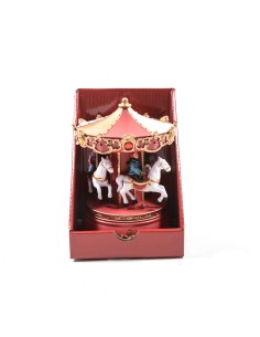 GIOSTRINE E VILLAGGI: vendita online Giostra carosello di Natale con musica, luci e movimento 13x13x18,5 cm, La magia di nata...