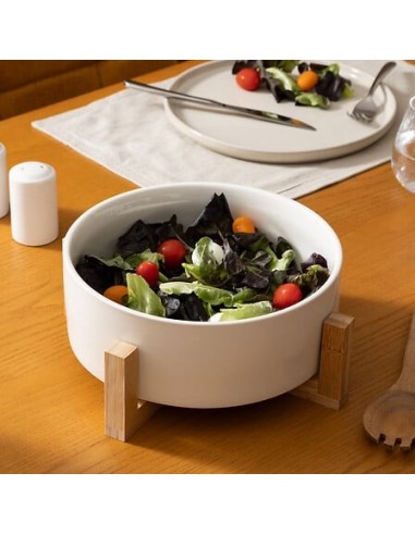 Insalatiera 23 cm bambù e ceramica bianco | shopincasa.it
