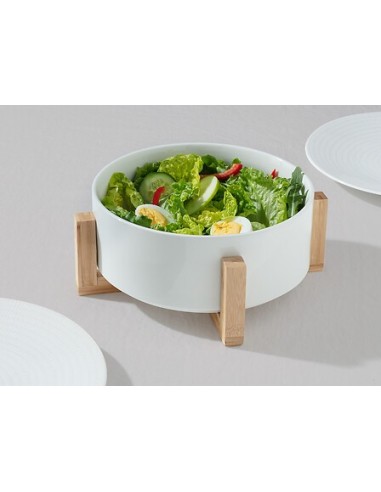 Insalatiera 23 cm bambù e ceramica bianco | shopincasa.it