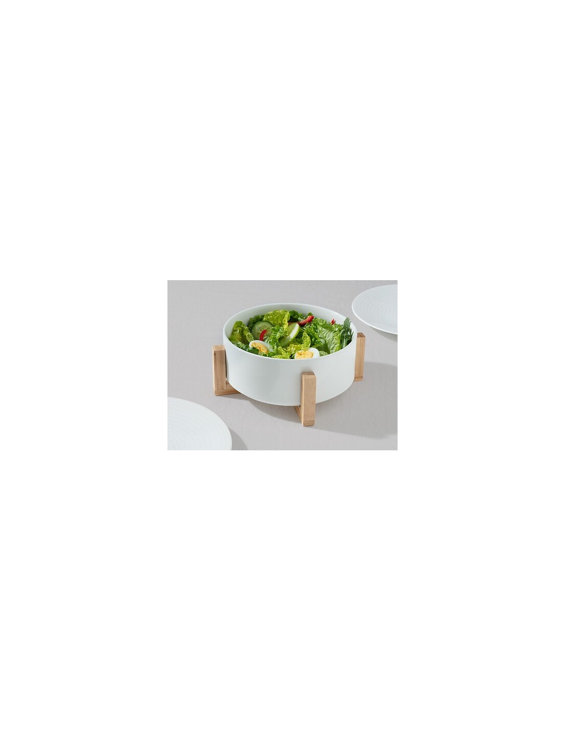 Insalatiera 23 cm bambù e ceramica bianco | shopincasa.it