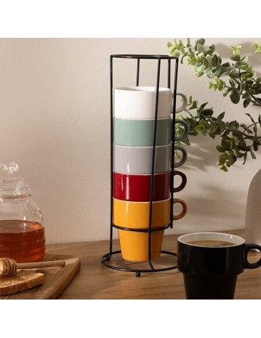 Supporto con 6 mug Colorama 26 cl | shopincasa.it